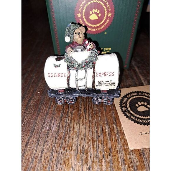 Vintage 2002 Boyds Bears Sippy Longstraw Eggnog Express 2487 Christmas Train - Picture 2 of 7